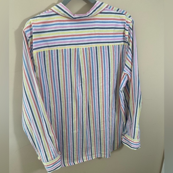 Gap button down stripe 100% cotton bright poplin shirt size L - Picture 2 of 7